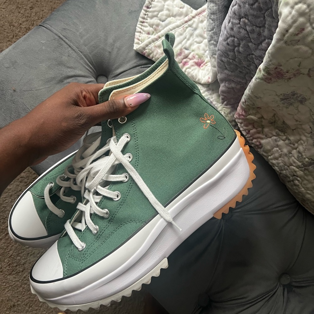 Converse Green and White High-Top Sneakers